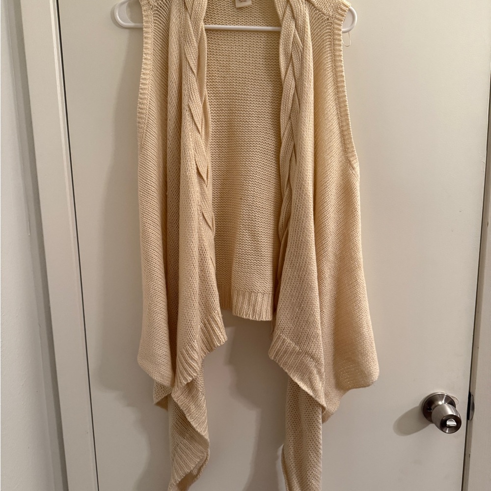 Cream Knit Drape Vest